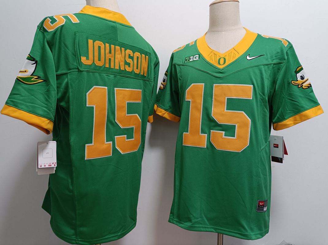 Men Oregon Ducks #15 Johnson Green Nike 2025 NCAA Jersey->ncaa teams->NCAA Jersey
